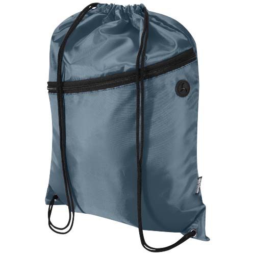 azul heladero Bolsa con cordón Oriole de RPET con bolsillo frontal con cremallera, 5 l