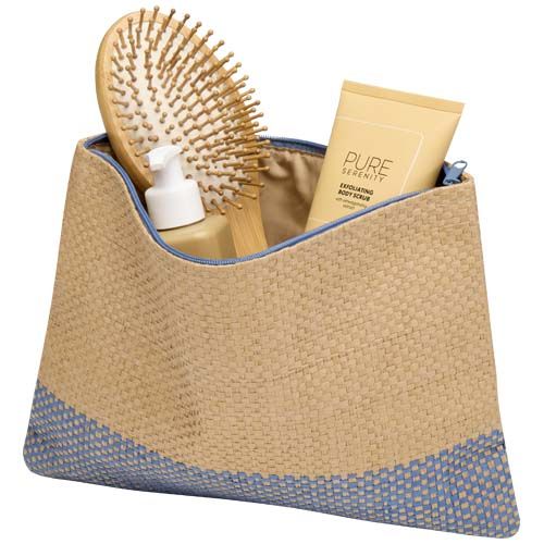 azul mar Bolsa con cremallera de papel de paja Rhythm, 3 litros