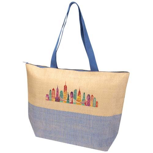 Bolso tote grande de papel de paja Rhythm con cremallera, 21 l