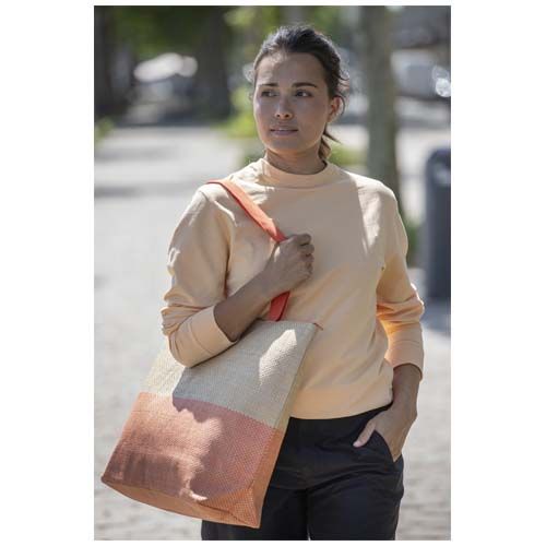 Bolso tote grande de papel de paja Rhythm con cremallera, 21 l