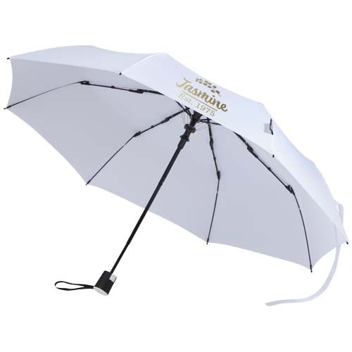 white Paraguas Agnes de 53 cm, plegable y con apertura automática, fabricado en RPET