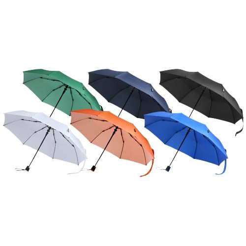 white Paraguas Agnes de 53 cm, plegable y con apertura automática, fabricado en RPET