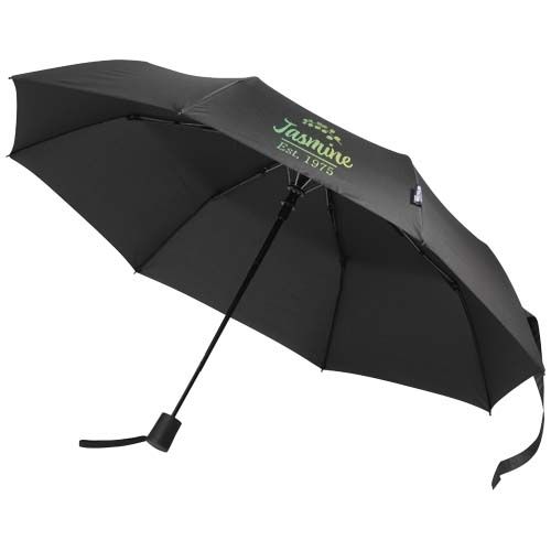 black Paraguas Agnes de 53 cm, plegable y con apertura automática, fabricado en RPET