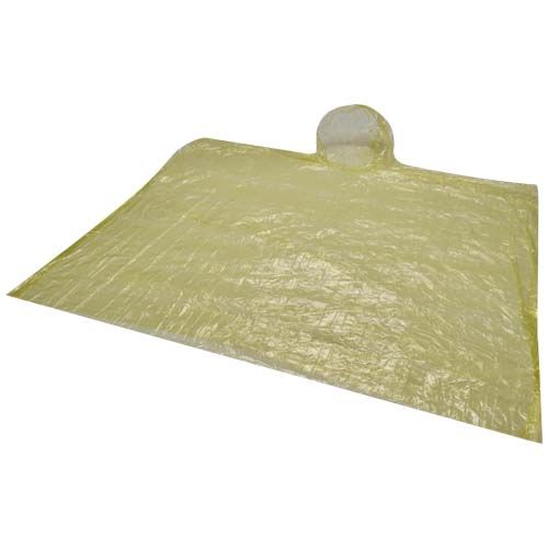 Poncho antitormenta en un envase redondo de plástico con mosquetón