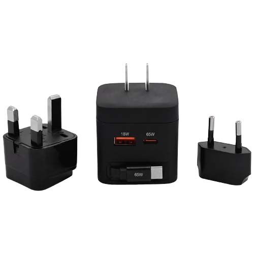 black Adaptador de viaje SCX.design T21 de 65 W