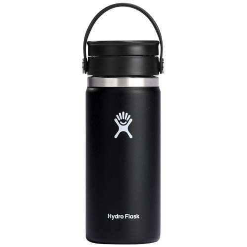 black Vaso térmico de acero inoxidable Hydro Flask de boca ancha, 473 ml, con tapa Flex Sip™