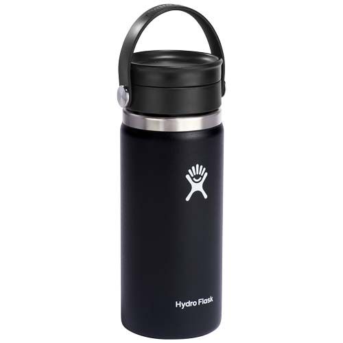 black Vaso térmico de acero inoxidable Hydro Flask de boca ancha, 473 ml, con tapa Flex Sip™