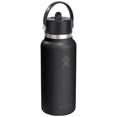 BOTELLA DE AGUA HYDRO FLASK DE ACERO INOXIDABLE CON AISLAMIENTO TÉRMICO Y BOCA ANCHA DE 946 ML, CON TAPÓN CON PAJITA