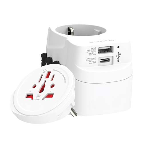 white Adaptador universal SKROSS® PRO Light USB AC30PD
