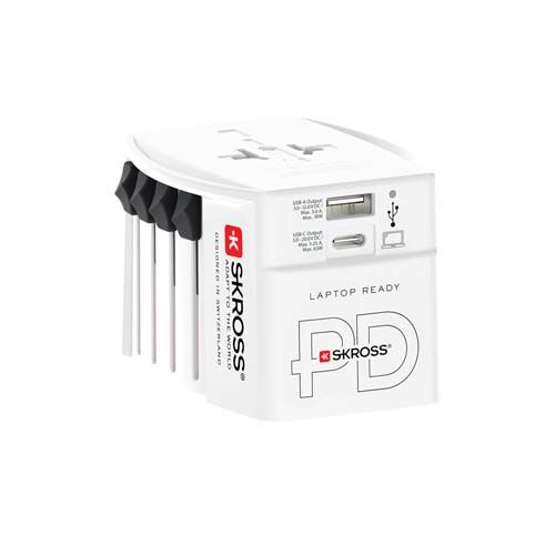 white Adaptador universal SKROSS® MUV AC65PD con cable USB-C