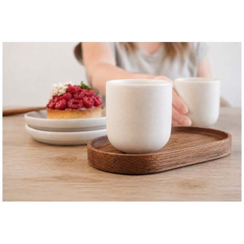 madera Juego de Originalhome compuesto por una bandeja ovalada de madera y una taza de cerámica de 150 ml