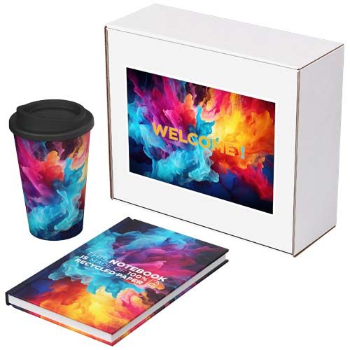SET DE REGALO RECICLADO DE KESWICK: CUADERNO NOVELLA BRONTË Y VASO AMERICANO