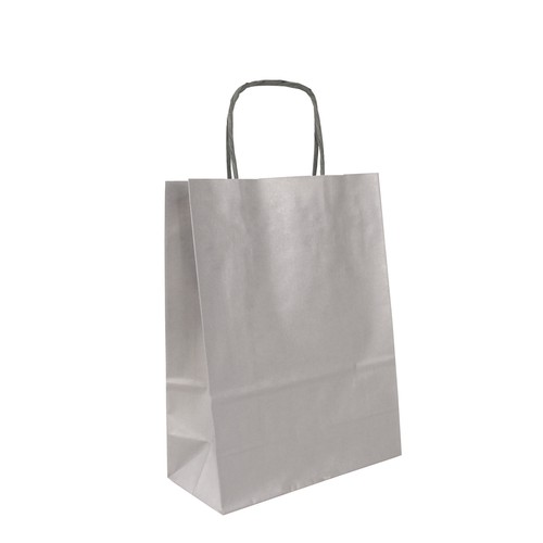 Sac papier argent anses torsadées - 1