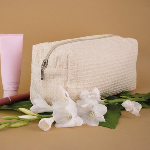 Trousse rectangulaire en coton nid d'abeille - 3