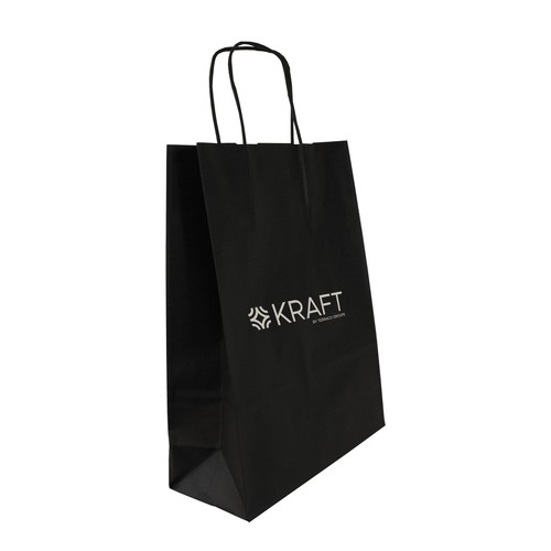 Sac papier noir anses torsadées - 4