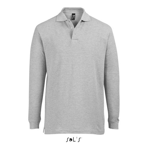 gris chiné POLO PIQUÉ DE MANGA LARGA PARA HOMBRE SOL'S STAR