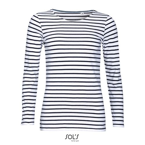 TEE-SHIRT FEMME MANCHES LONGUES RAYÉ SOL'S MARINE WOMEN