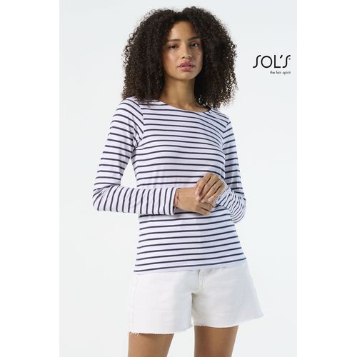 TEE-SHIRT FEMME MANCHES LONGUES RAYÉ SOL'S MARINE WOMEN