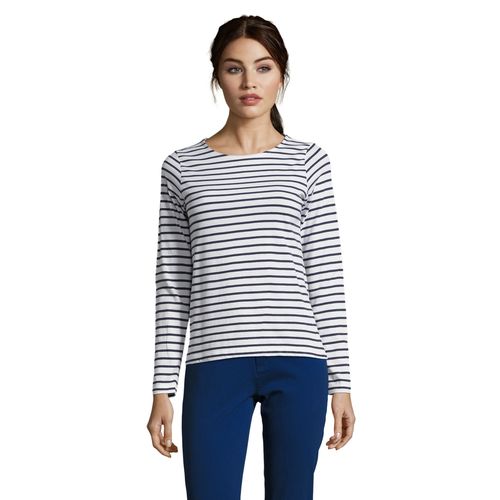 TEE-SHIRT FEMME MANCHES LONGUES RAYÉ SOL'S MARINE WOMEN