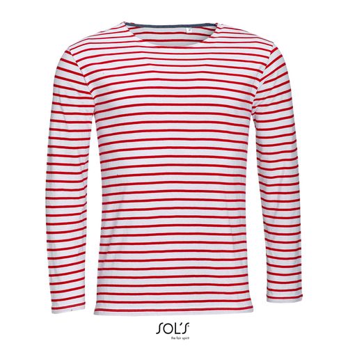 blanco/rojo CAMISETA HOMBRE MANGA LARGA A RAYAS SOL'S MARINE MEN