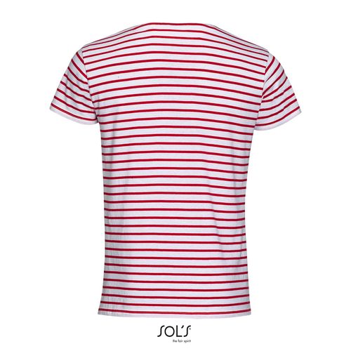 blanco/rojo CAMISETA DE CUELLO REDONDO A RAYAS PARA HOMBRE SOL'S MILES MEN