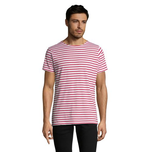 blanco/rojo CAMISETA DE CUELLO REDONDO A RAYAS PARA HOMBRE SOL'S MILES MEN