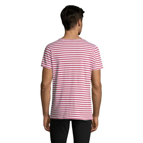 blanco/rojo CAMISETA DE CUELLO REDONDO A RAYAS PARA HOMBRE SOL'S MILES MEN