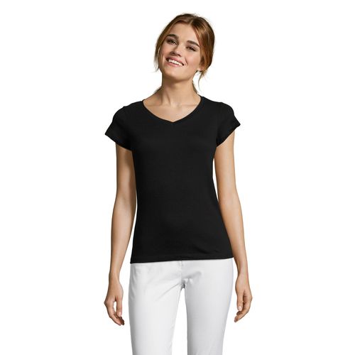 negro produndo CAMISETA MUJER CUELLO PICO SOL'S MOON