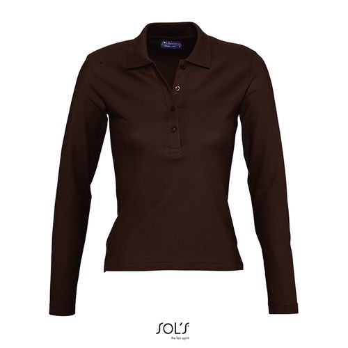 chocolate POLO MANGA LARGA PARA MUJER SOL'S PODIUM