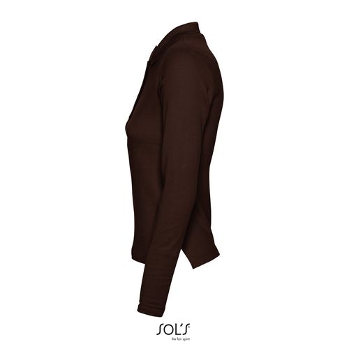 chocolate POLO MANGA LARGA PARA MUJER SOL'S PODIUM