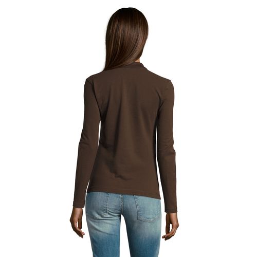 chocolate POLO MANGA LARGA PARA MUJER SOL'S PODIUM