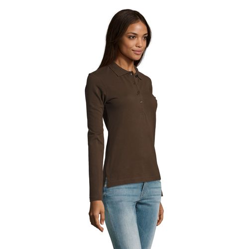 chocolate POLO MANGA LARGA PARA MUJER SOL'S PODIUM