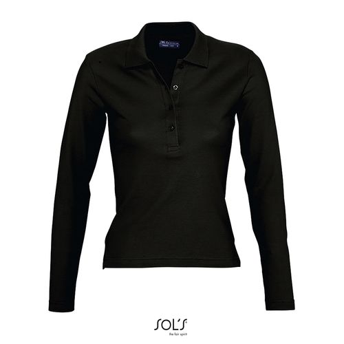 black POLO MANGA LARGA PARA MUJER SOL'S PODIUM