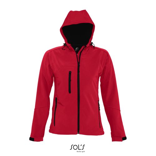 rojo pimiento SOFTSHELL CON CAPUCHA PARA MUJER SOL'S REPLAY WOMEN