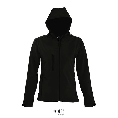 black SOFTSHELL CON CAPUCHA PARA MUJER SOL'S REPLAY WOMEN