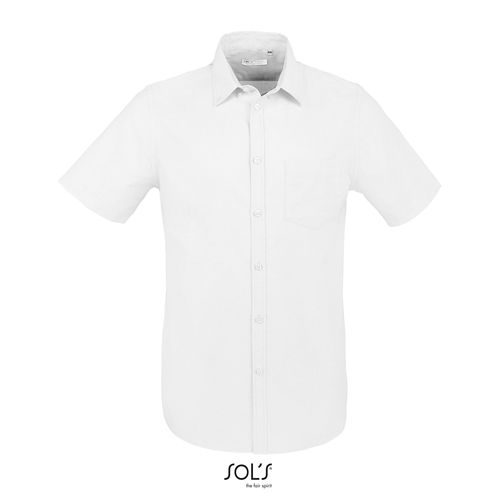 white CAMISA DE OXFORD DE HOMBRE DE MANGA CORTA SOL'S BRISBANE FIT