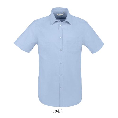 azul celeste CAMISA DE OXFORD DE HOMBRE DE MANGA CORTA SOL'S BRISBANE FIT