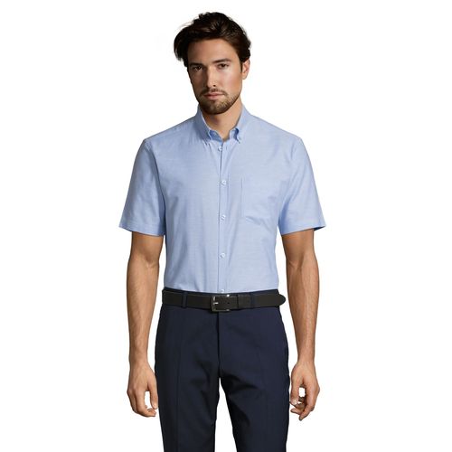 azul celeste CAMISA DE OXFORD DE HOMBRE DE MANGA CORTA SOL'S BRISBANE FIT