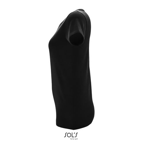 negro produndo CAMISETA AJUSTADA DE MUJER CON CUELLO REDONDO SOL'S REGENT FIT WOMEN