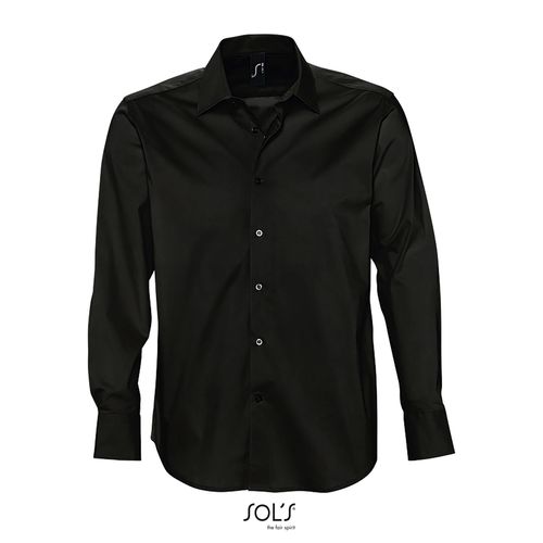 black CAMISA STRECH MANGA LARGA PARA HOMBRE SOL'S BRIGHTON