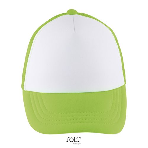 blanco/verde fluo GORRA DE MALLA DE 5 PANELES PARA NIÑOS SOL'S BUBBLE KIDS