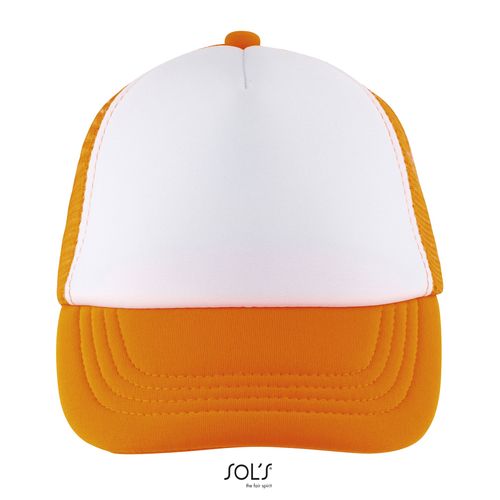 blanco/naranja fluo GORRA DE MALLA DE 5 PANELES PARA NIÑOS SOL'S BUBBLE KIDS