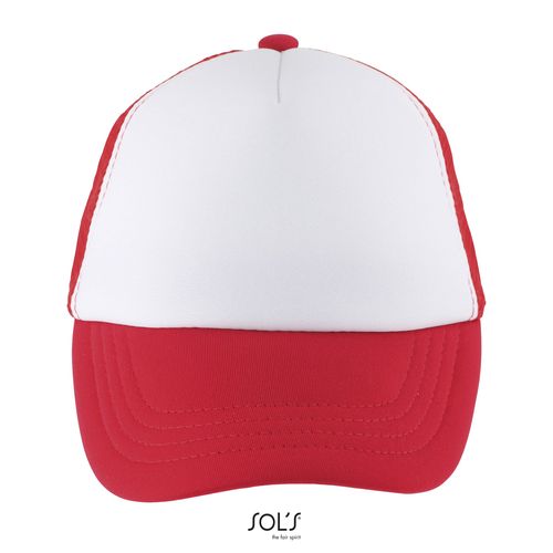 blanco/rojo GORRA DE MALLA DE 5 PANELES PARA NIÑOS SOL'S BUBBLE KIDS
