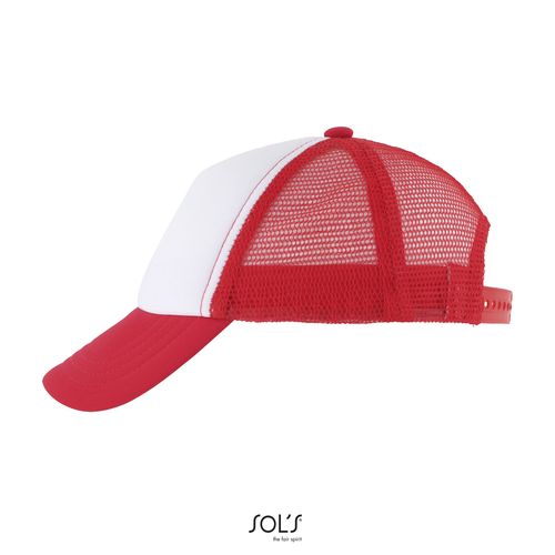blanco/rojo GORRA DE MALLA DE 5 PANELES PARA NIÑOS SOL'S BUBBLE KIDS