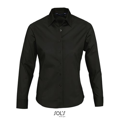 black CAMISA STRETCH MANGA LARGA PARA MUJER SOL'S EDEN