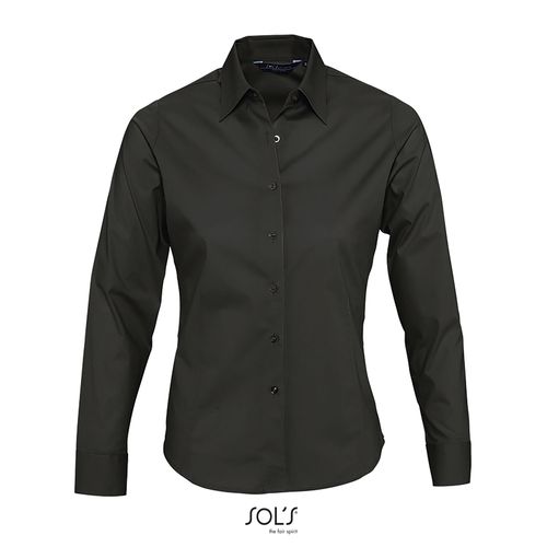 black CAMISA STRETCH MANGA LARGA PARA MUJER SOL'S EDEN