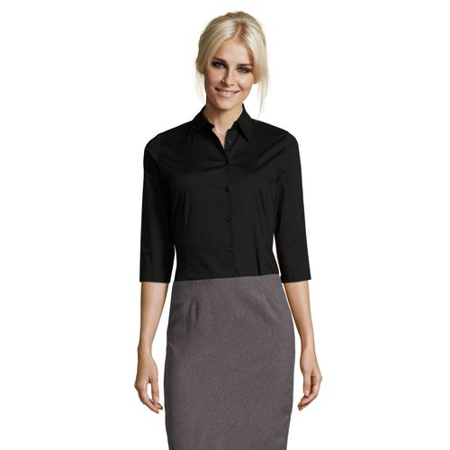 black CAMISA STRETCH MANGA 3/4 PARA MUJER SOL'S EFFECT