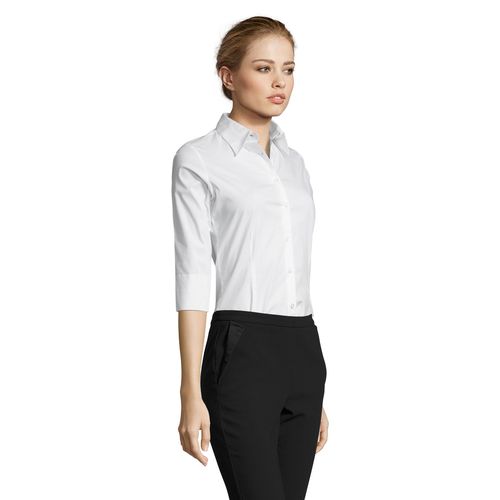 white CAMISA STRETCH MANGA 3/4 PARA MUJER SOL'S EFFECT
