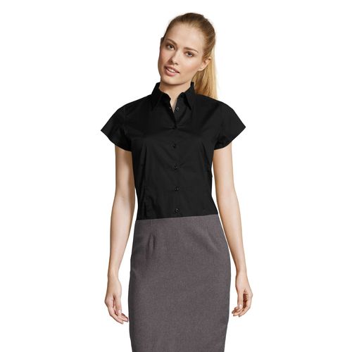 black CAMISA STRECH MANGA CORTA PARA MUJER SOL'S EXCESS