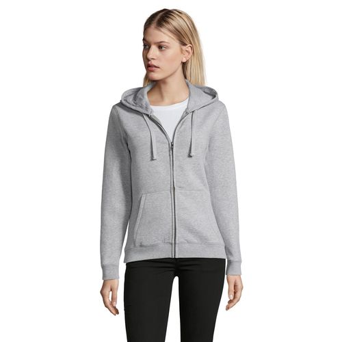 gris chiné SUDADERA CON CREMALLERA Y CAPUCHA DE MUJER SOL'S SPIKE WOMEN